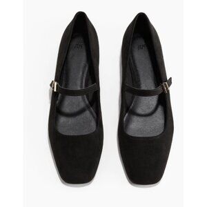 H&M Black Mary Jane Flats Square Toe Ballet Shoes Strap Minimalist EU 40 US 9